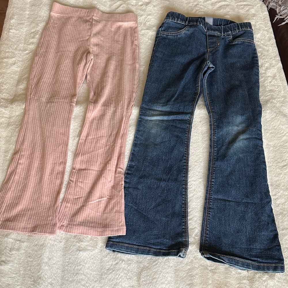 Carters Kid Pink and Blue Flared Pants Set Girls Size 7